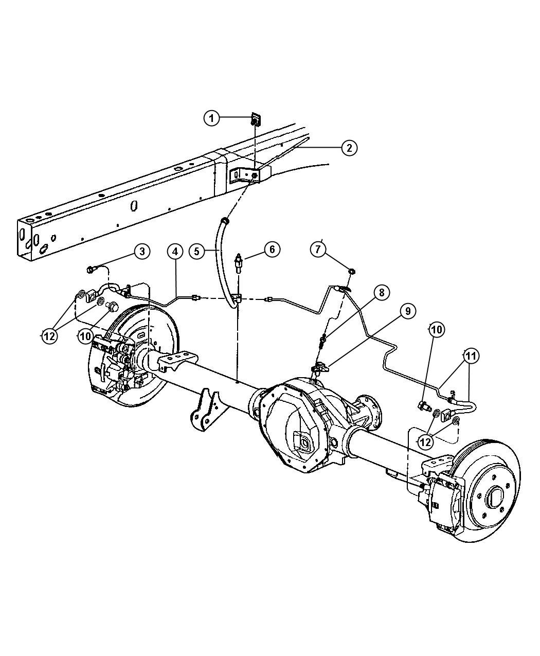 Dodge Ram 1500 Hose. Brake. Rear. [anti-lock 4-wheel disc brakes